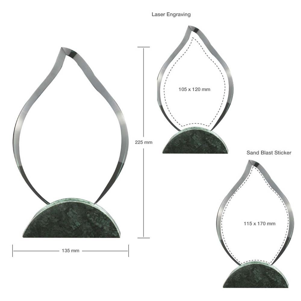 Personalized Flame Shaped Crystal & Marble Award
