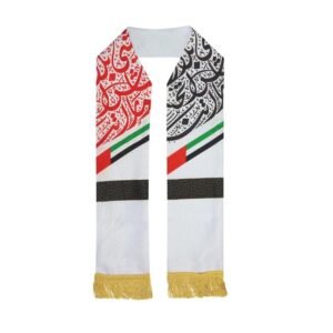 Promotional-UAE-Flag-Polyester-Scarf-with-Gold-Tassel
