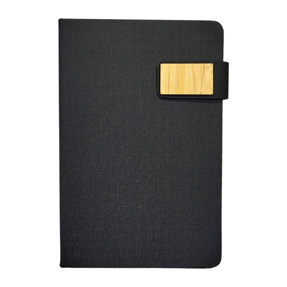A5-Fabric-Notebook-with-Bamboo-Magnetic-Enclosure-&-Pen-Loop-1