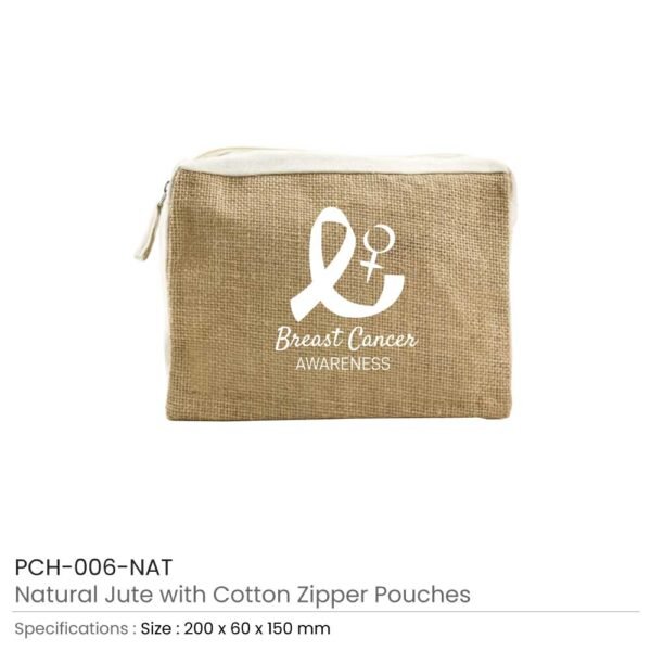 Jute-Zipper-Pouch-with-Breast-Cancer-Awareness-Logo-4