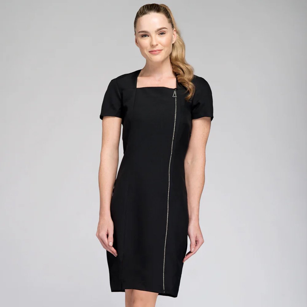 Black-Tunic-Dress-with-Front-Zipper-Closure