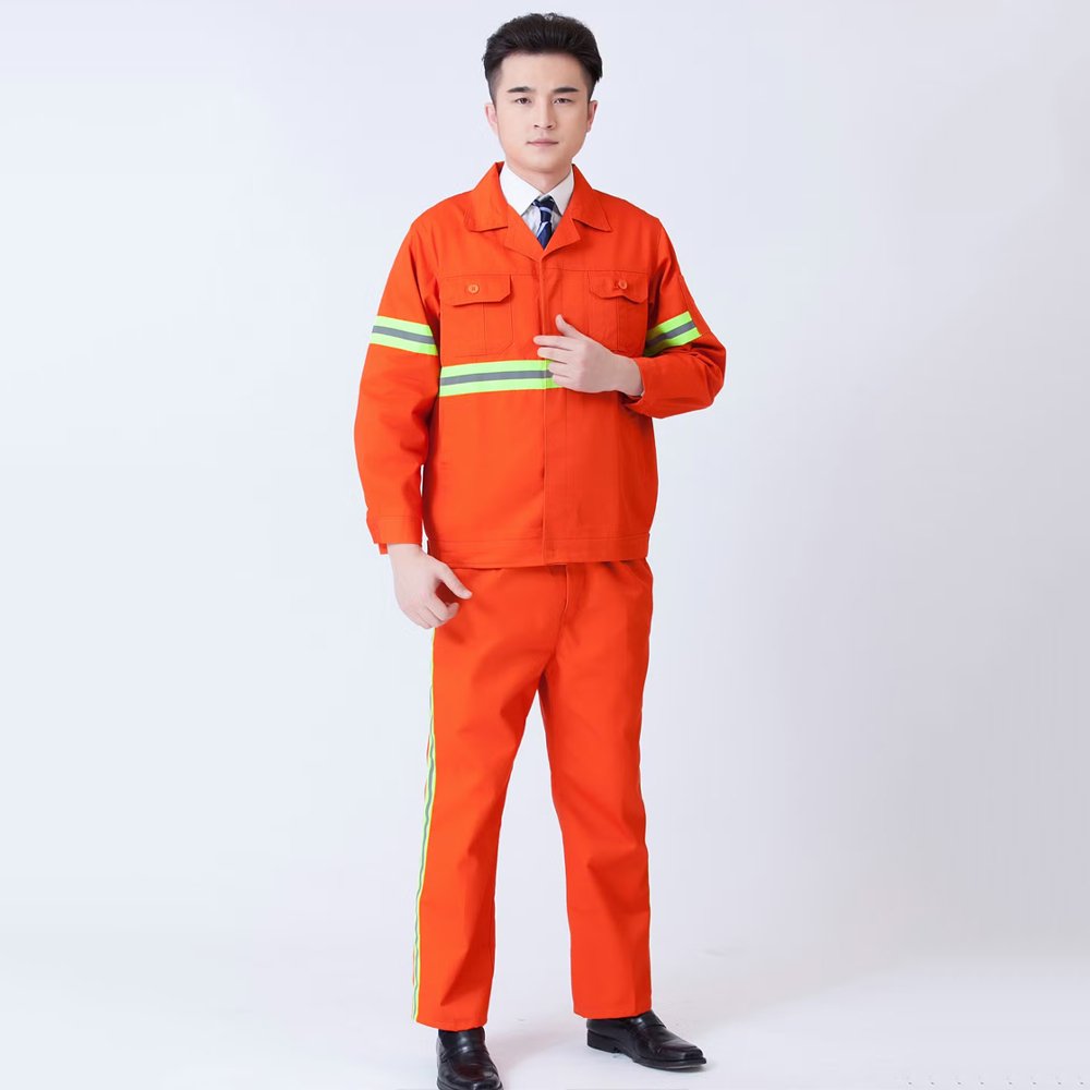 Orange-Shirt-Pants-Coveralls-with-Reflective-Tape